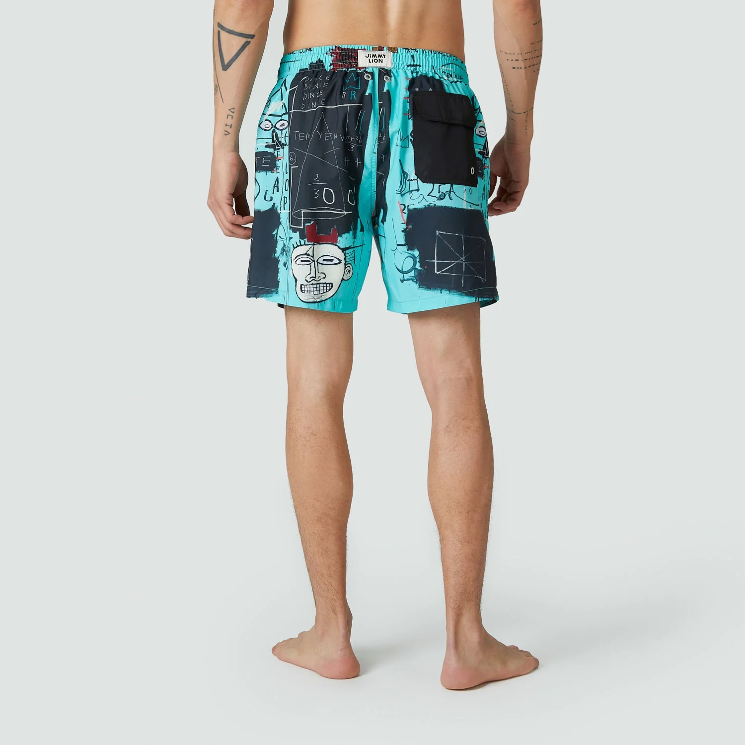 Basquiat Equals Pi Swim Shorts - Turquoise - Image 4