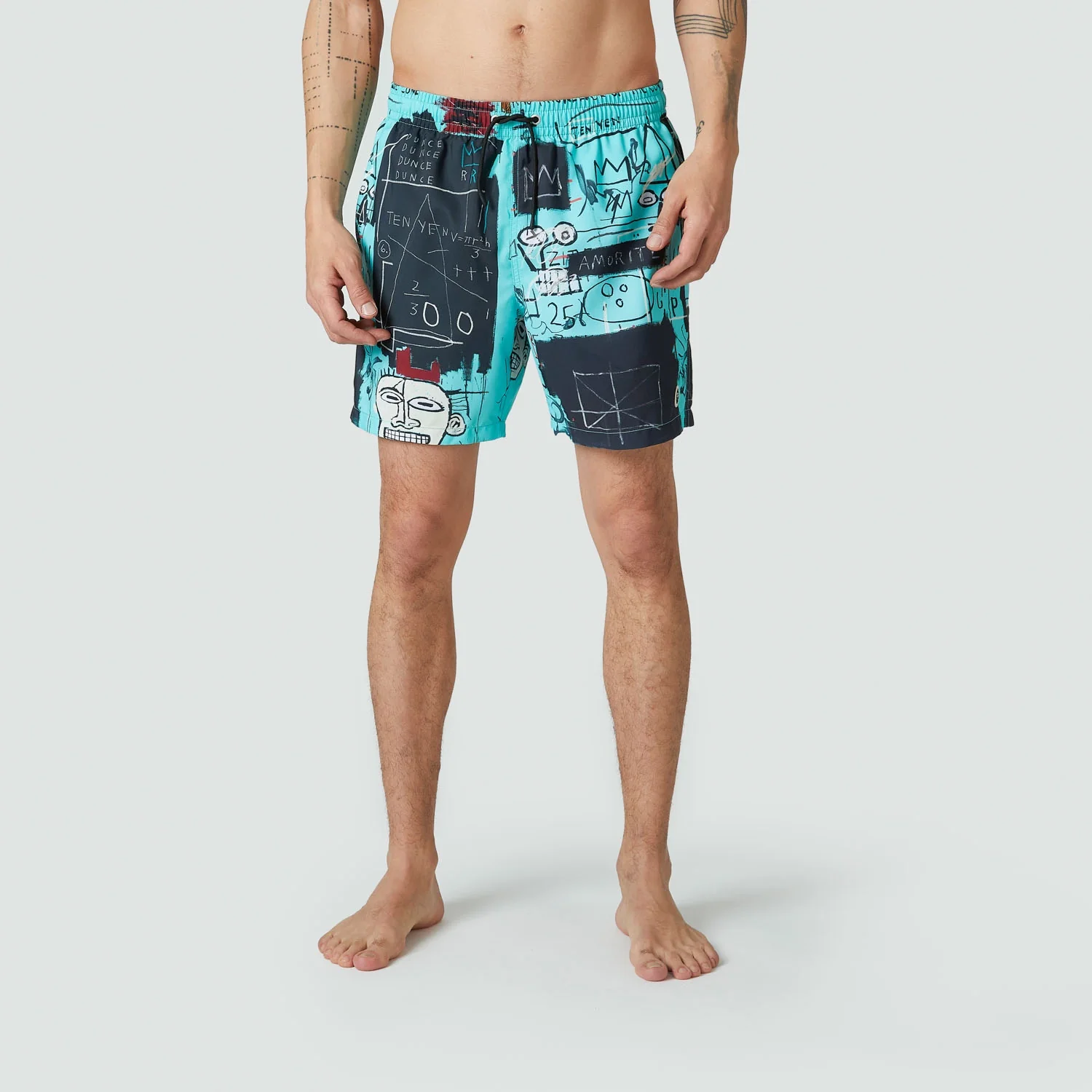 Basquiat Equals Pi Swim Shorts - Turquoise - Image 3