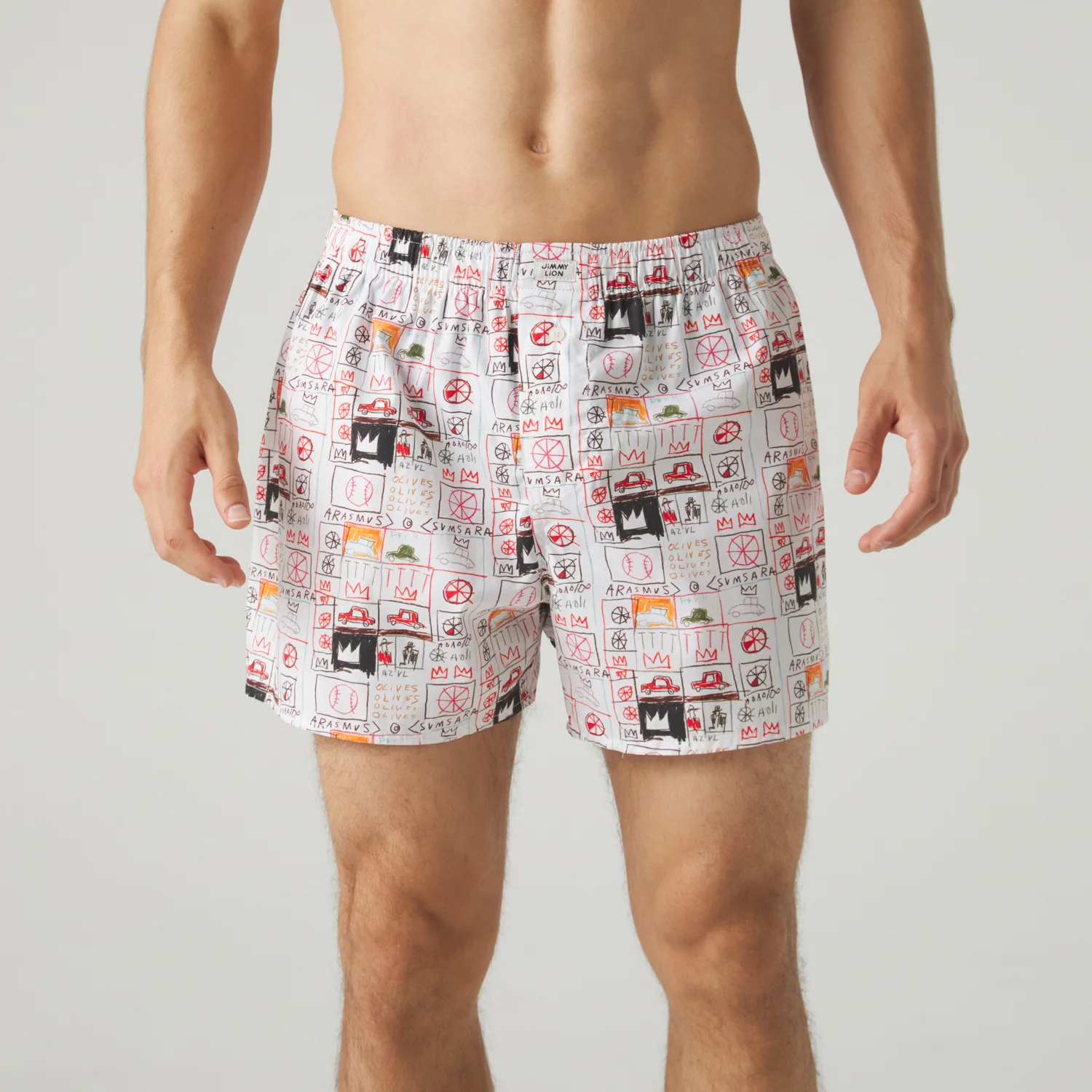 Basquiat Arasmus Olive Boxer Shorts - White - Image 2