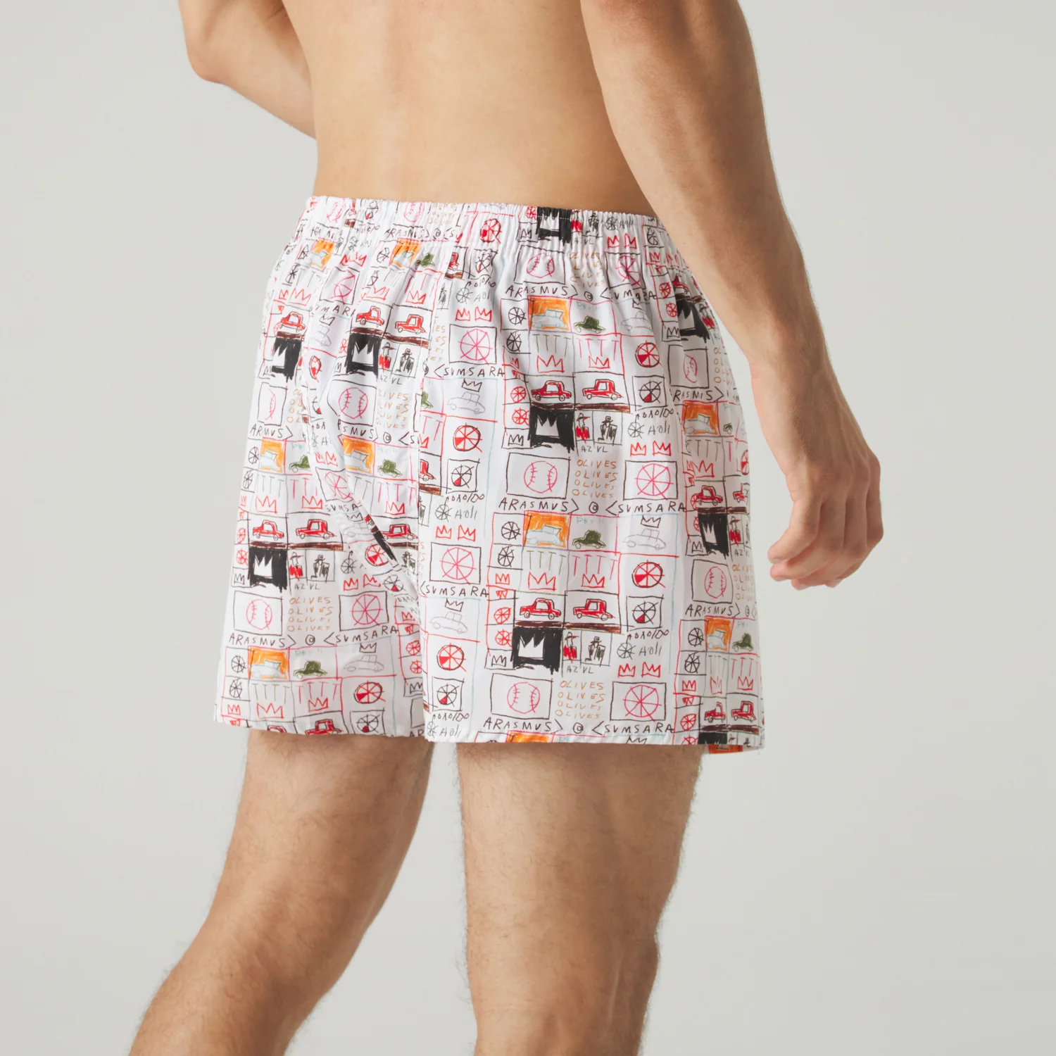 Basquiat Arasmus Olive Boxer Shorts - White - Image 3