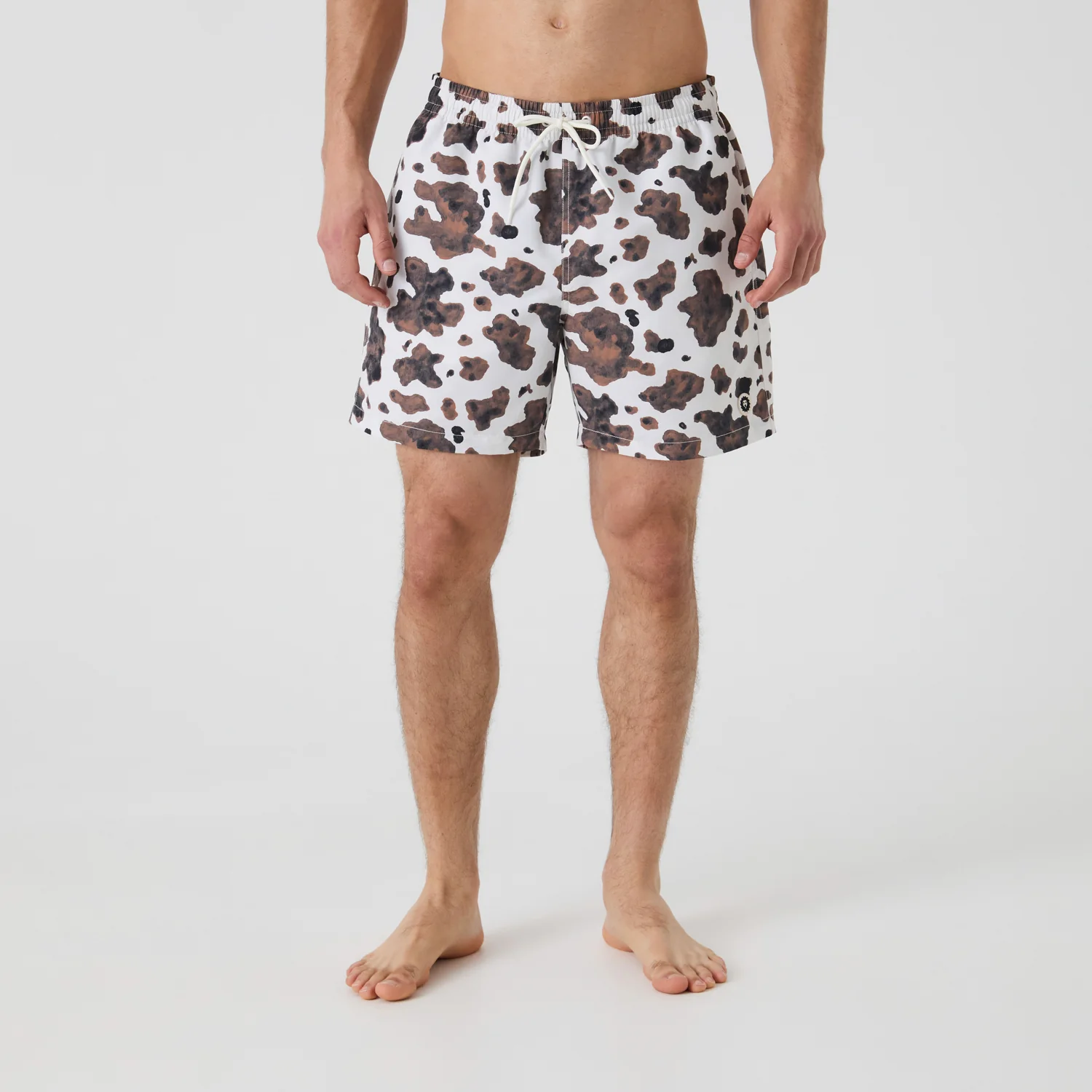 Cow Print Swim Shorts - Off White - Image 3