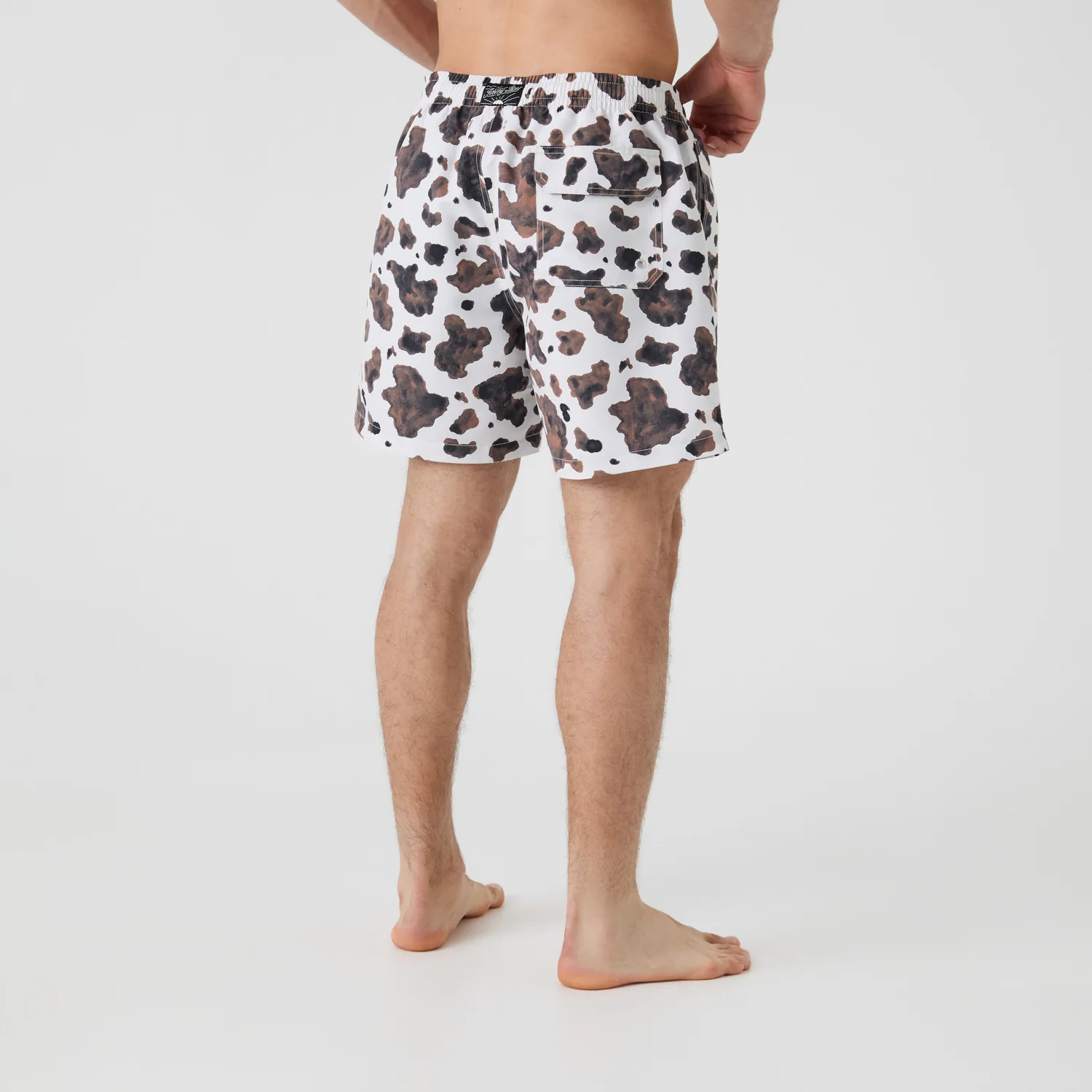 Cow Print Swim Shorts - Off White - Image 4