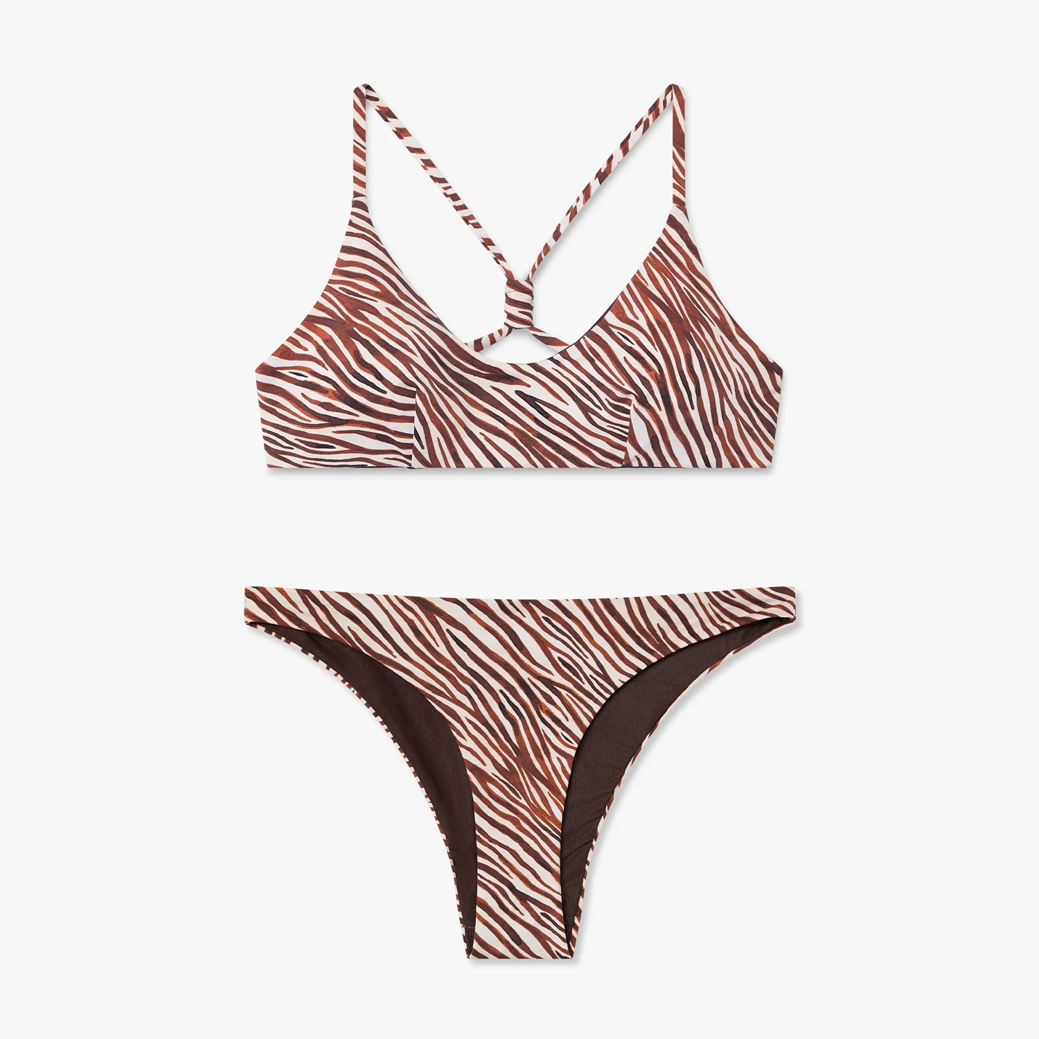 Zebra Print Scoop Top- Beige - Image 2